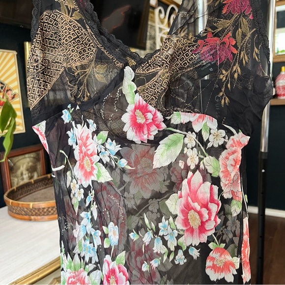 NWT Vintage Guess Silk Floral Dress Size 12 - Picture 4 of 10